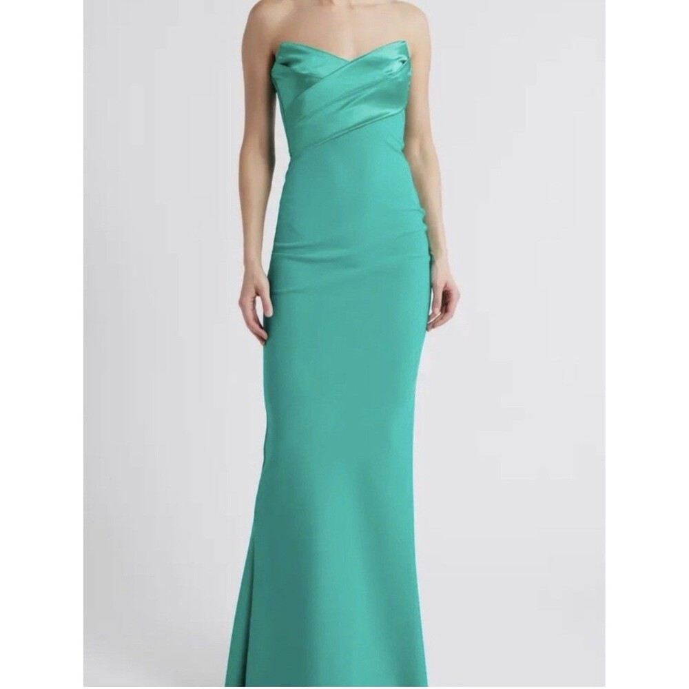 Chiara Boni La Petite Robe Strapless Green Evening Gown Women’s Dress Size IT 40